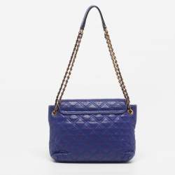 Pre Owned Marc Jacobs Baroque Blue Quilted Leather Flap Shoulder Bag