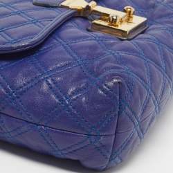 Pre Owned Marc Jacobs Baroque Blue Quilted Leather Flap Shoulder Bag