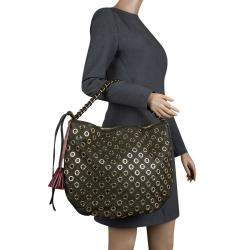 Pre Owned Marc Jacobs Green Leather Eyelet Nomad Shoulder Bag