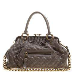 Pre Owned Marc Jacobs Dark Beige Quilted Leather Stam Shoulder Bag
