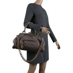 Pre Owned Marc Jacobs Dark Beige Quilted Leather Stam Shoulder Bag