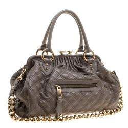 Pre Owned Marc Jacobs Dark Beige Quilted Leather Stam Shoulder Bag