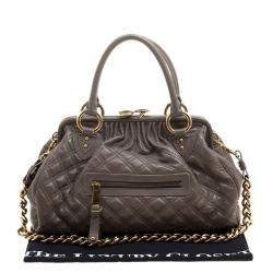 Pre Owned Marc Jacobs Dark Beige Quilted Leather Stam Shoulder Bag