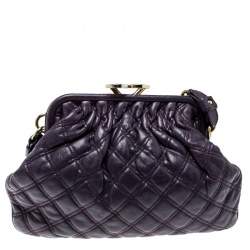 Pre Owned Marc Jacobs Purple Leather Mini Stam Shoulder Bag