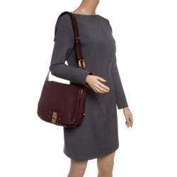 Pre Owned Marc Jacobs Dark Burgundy Leather Crossbody Bag