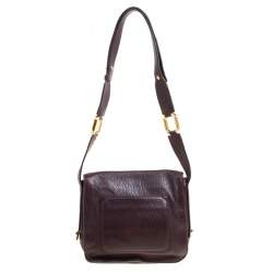 Pre Owned Marc Jacobs Dark Burgundy Leather Crossbody Bag