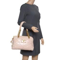 Marc Jacobs Blush Pink Quilted Glazed Leather Chain Satchel