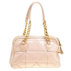 Marc Jacobs Blush Pink Quilted Glazed Leather Chain Satchel