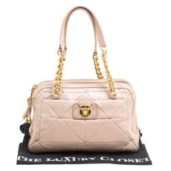 Marc Jacobs Blush Pink Quilted Glazed Leather Chain Satchel