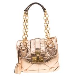 Pre Owned Marc Jacobs Rose Gold Quilted Leather Shoulder Bag
