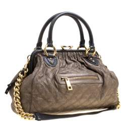 Pre Owned Marc Jacobs Gun Metal Quilted Leather Stam Shoulder Bag