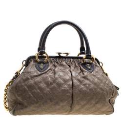 Pre Owned Marc Jacobs Gun Metal Quilted Leather Stam Shoulder Bag