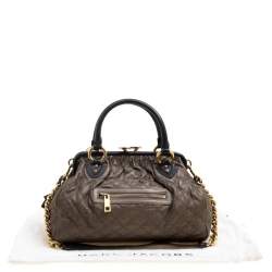 Pre Owned Marc Jacobs Gun Metal Quilted Leather Stam Shoulder Bag