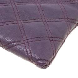 Pre Owned Marc Jacobs Purple Quilted Leather Wristlet Clutch