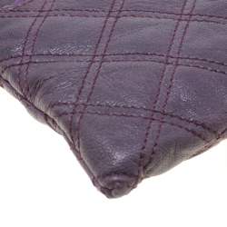 Pre Owned Marc Jacobs Purple Quilted Leather Wristlet Clutch