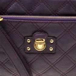 Pre Owned Marc Jacobs Purple Quilted Leather Wristlet Clutch