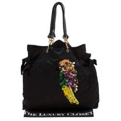 Pre Owned Marc Jacobs Black Nylon Tropical Chappy Bird Tote