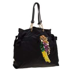 Pre Owned Marc Jacobs Black Nylon Tropical Chappy Bird Tote