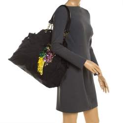 Pre Owned Marc Jacobs Black Nylon Tropical Chappy Bird Tote
