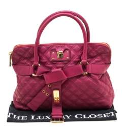 Pre Owned Marc Jacobs Dark Pink Quilted Leather Bruna Belted Tote