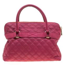 Pre Owned Marc Jacobs Dark Pink Quilted Leather Bruna Belted Tote