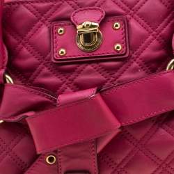 Pre Owned Marc Jacobs Dark Pink Quilted Leather Bruna Belted Tote