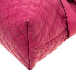 Pre Owned Marc Jacobs Dark Pink Quilted Leather Bruna Belted Tote