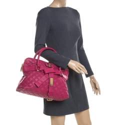 Pre Owned Marc Jacobs Dark Pink Quilted Leather Bruna Belted Tote