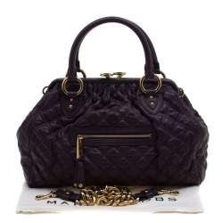 Pre Owned Marc Jacobs Purple Quilted Leather Stam Shoulder Bag