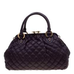 Pre Owned Marc Jacobs Purple Quilted Leather Stam Shoulder Bag