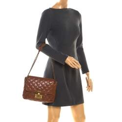 Pre Owned Marc Jacobs Brown Quilted Leather Large Baroque Single Shoulder Bag