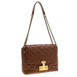 Pre Owned Marc Jacobs Brown Quilted Leather Large Baroque Single Shoulder Bag