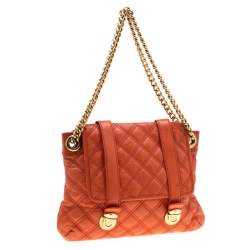 Pre Owned Marc Jacobs Orange Quilted Leather Mary Shoulder Bag
