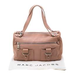 Pre Owned Marc Jacobs Peach Leather Double Buckle Pocket Boston Bag