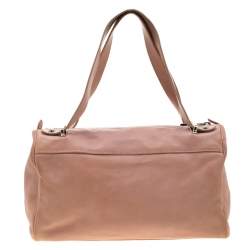 Pre Owned Marc Jacobs Peach Leather Double Buckle Pocket Boston Bag