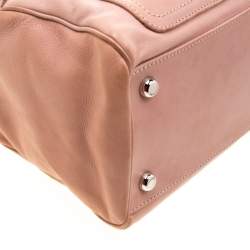 Pre Owned Marc Jacobs Peach Leather Double Buckle Pocket Boston Bag