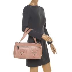 Pre Owned Marc Jacobs Peach Leather Double Buckle Pocket Boston Bag