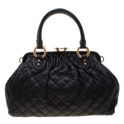 Pre Owned Marc Jacobs Black Quilted Leather Stam Shoulder Bag