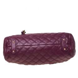 Pre Owned Marc Jacobs Purple Quilted Leather Stam Satchel