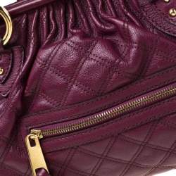 Pre Owned Marc Jacobs Purple Quilted Leather Stam Satchel