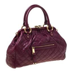 Pre Owned Marc Jacobs Purple Quilted Leather Stam Satchel