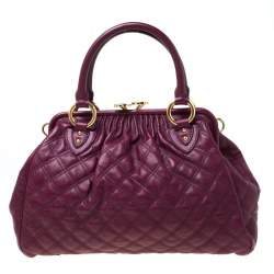 Pre Owned Marc Jacobs Purple Quilted Leather Stam Satchel