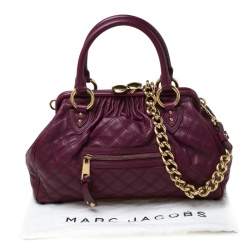 Pre Owned Marc Jacobs Purple Quilted Leather Stam Satchel