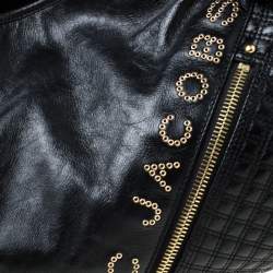 Pre Owned Marc Jacobs Black Leather Studded Logo Tote