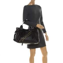 Pre Owned Marc Jacobs Black Leather Studded Logo Tote