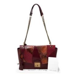 Pre Owned Marc Jacobs Burgundy Leather, Suede and Python Trim Polly Shoulder Bag