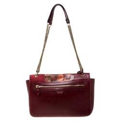 Pre Owned Marc Jacobs Burgundy Leather, Suede and Python Trim Polly Shoulder Bag