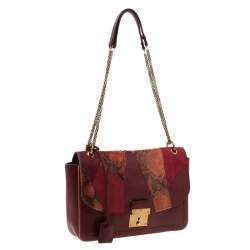 Pre Owned Marc Jacobs Burgundy Leather, Suede and Python Trim Polly Shoulder Bag