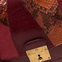 Pre Owned Marc Jacobs Burgundy Leather, Suede and Python Trim Polly Shoulder Bag