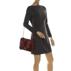 Pre Owned Marc Jacobs Burgundy Leather, Suede and Python Trim Polly Shoulder Bag